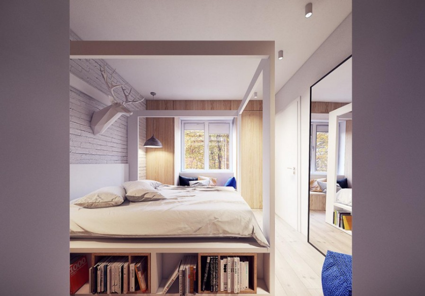时尚舒适的欧式风格70平米二居室卧室窗户装修效果图