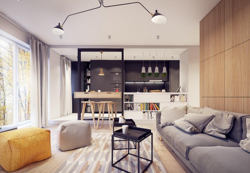 时尚舒适的欧式风格70平米二居室客厅装修效果图