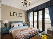 淡雅恬淡美式风格120平米复式loft卧室背景墙装修效果图