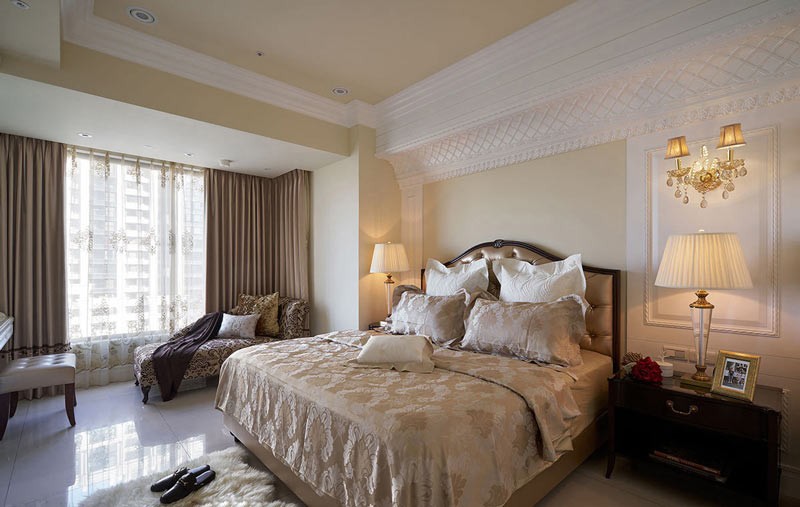华丽欧式风格80平米小户型卧室背景墙装修效果图