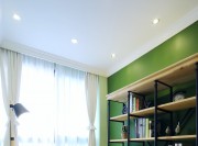 绿色田园美式风格80平米公寓书房窗帘装修效果图
