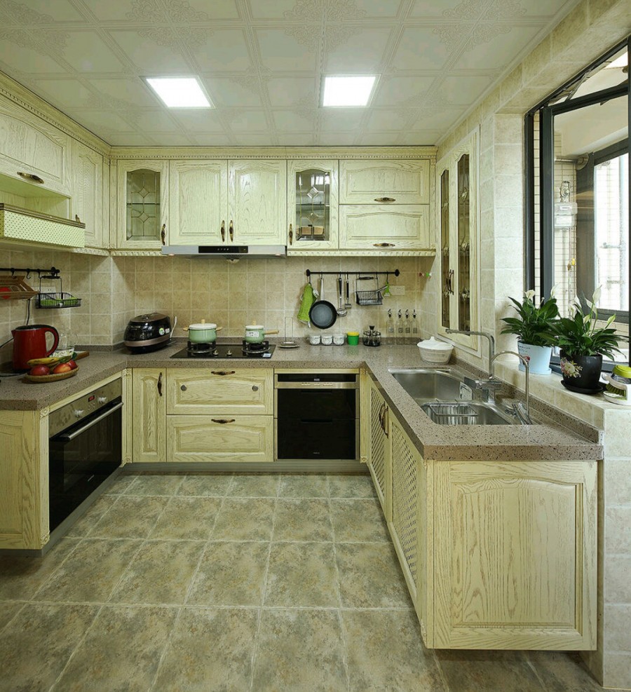 高端典雅欧式风格110平米三居室厨房橱柜装修效果图