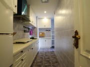 绿色田园美式风格80平米公寓厨房橱柜装修效果图