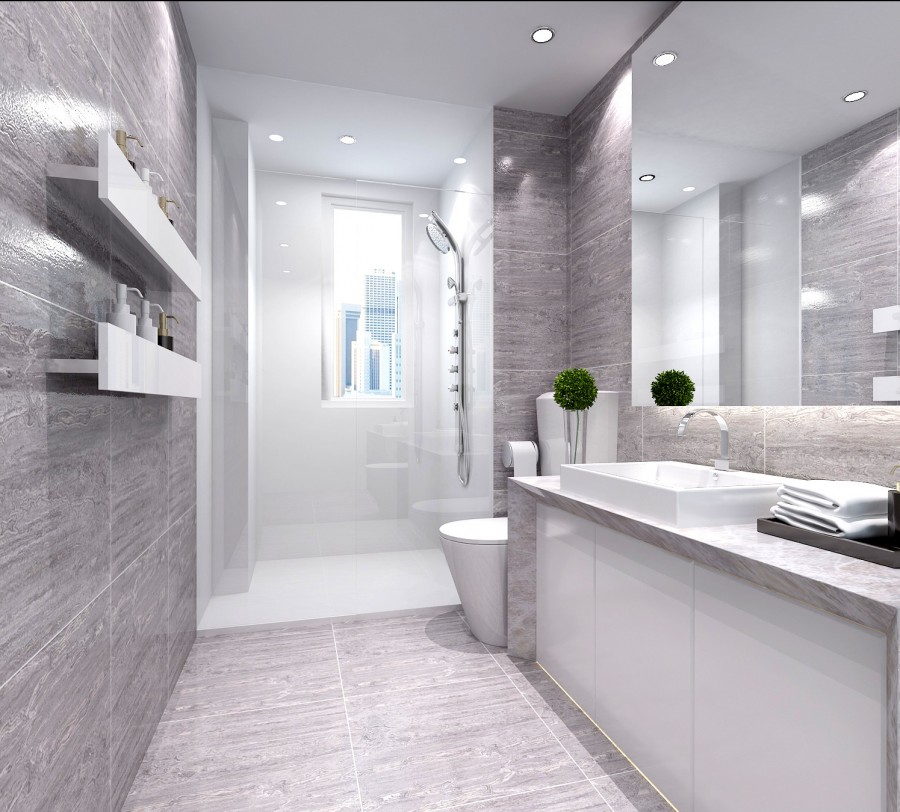 时尚简约现代风格200平米别墅卫生间浴室柜装修效果图