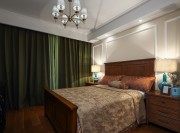 低调简洁美式风格120平米四居室卧室窗帘装修效果图