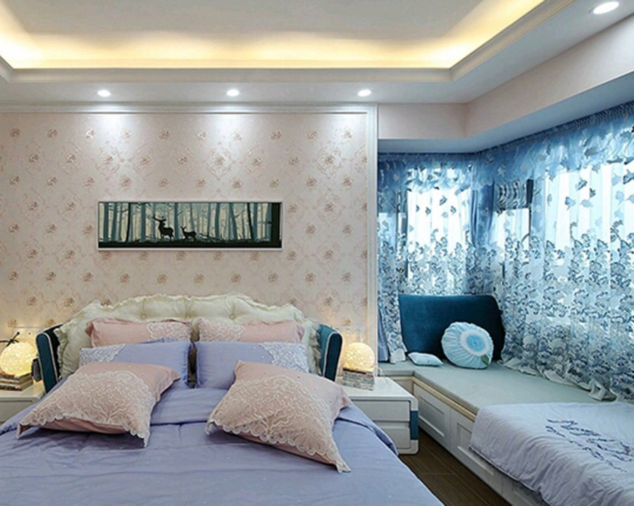 高端典雅欧式风格110平米三居室卧室背景墙装修效果图