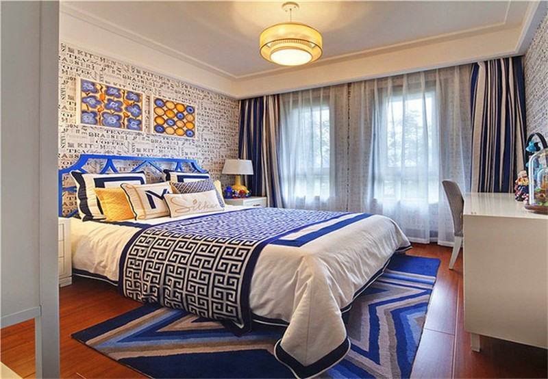 华丽的东南亚风格150平米别墅卧室窗帘装修效果图