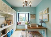 清爽舒适的地中海风格70平米公寓卧室窗户装修效果图