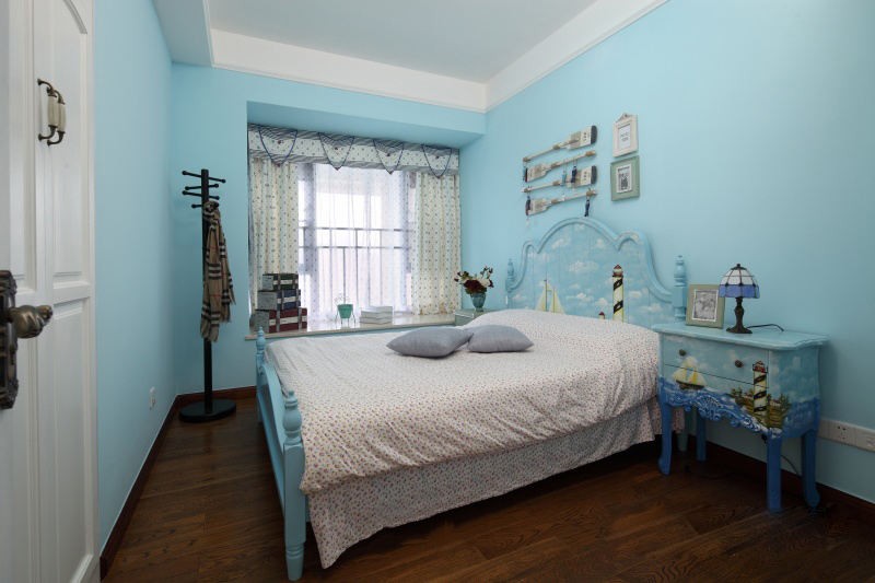 蓝色唯美的地中海风格150平米别墅卧室装修效果图