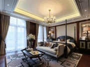 富丽堂皇的美式风格200平米别墅卧室吊顶装修效果图