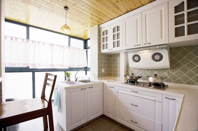 清新的地中海风格90平米小复式厨房装修效果图