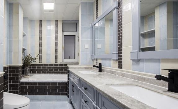 经典舒爽美式风格120平米三居室卫生间浴室柜装修效果图