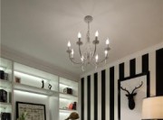 黑白时尚美式风格80平米一居室书房吊顶装修效果图