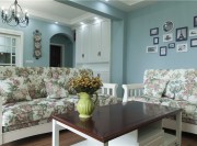 温馨蓝调的地中海风格100平米三居室客厅装修效果图