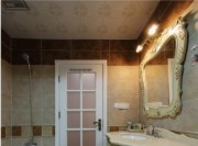 柔和美式风格120平米复式loft卫生间浴室柜装修效果图