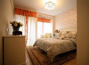 浪漫碎花田园风格120平米三居室卧室窗帘装修效果图
