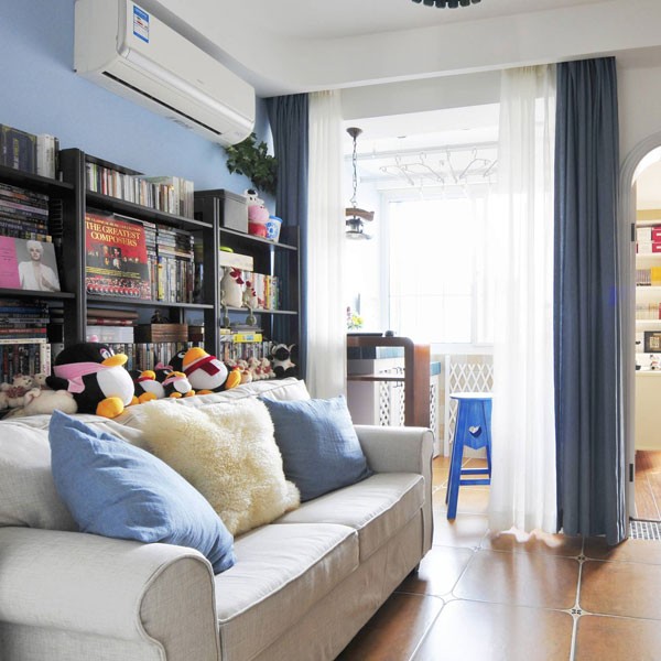 小清新的地中海风格60平米二居室客厅装修效果图