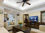 优雅淡黄美式风格140平米四居室客厅电视背景墙装修效果图