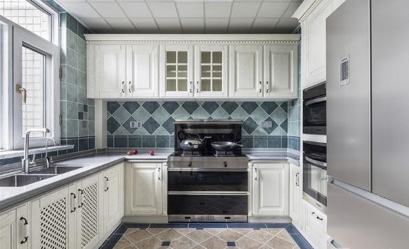 经典舒爽美式风格120平米三居室厨房橱柜装修效果图
