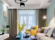 明亮宽敞美式风格100平米二居室客厅窗帘装修效果图