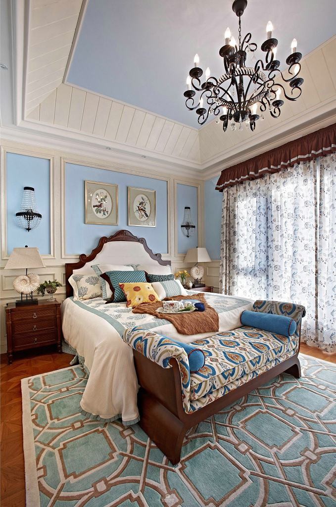 唯美的地中海风格160平米别墅卧室装修效果图