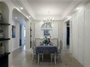 蓝白色的地中海风格140平米三居室餐厅装修效果图