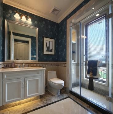 富丽堂皇的美式风格200平米别墅卫生间浴室柜装修效果图