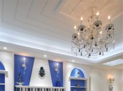 蓝白色的地中海风格140平米三居室客厅吊顶装修效果图