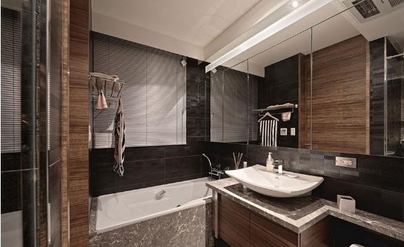 平凡简洁日式风格90平米公寓卫生间浴室柜装修效果图