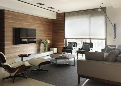 连贯淡雅日式风格160平米四居室客厅电视背景墙装修效果图