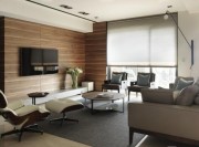 连贯淡雅日式风格160平米四居室客厅电视背景墙装修效果图