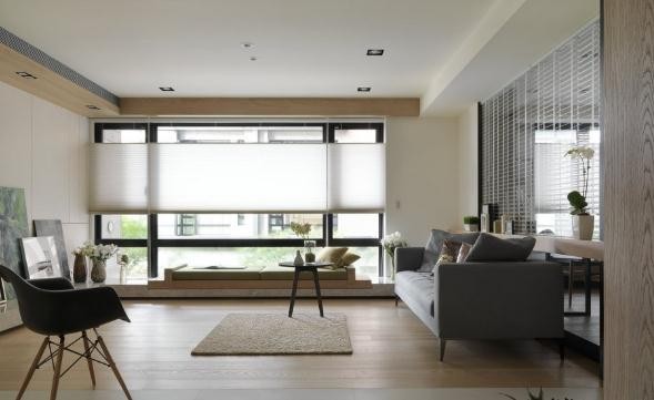 自然通透日式风格60平米公寓客厅窗户装修效果图