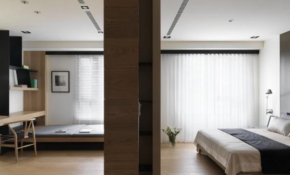 自然通透日式风格60平米公寓卧室隔断装修效果图