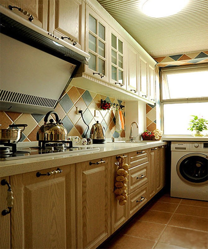 舒适的田园风格50平米一居室厨房装修效果图