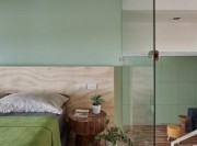 紧凑型日式风格90平米复式loft卧室背景墙装修效果图