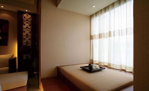自然温婉中式风格60平米小户型卧室窗帘装修效果图