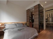 平凡简洁日式风格90平米公寓卧室背景墙装修效果图