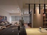 平凡简洁日式风格90平米公寓客厅吊顶装修效果图