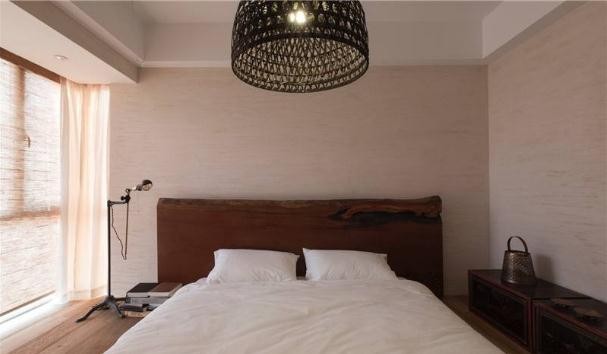 淡薄简约日式风格110平米三居室卧室背景墙装修效果图
