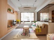 创意日式风格80平米一居室客厅吊顶装修效果图