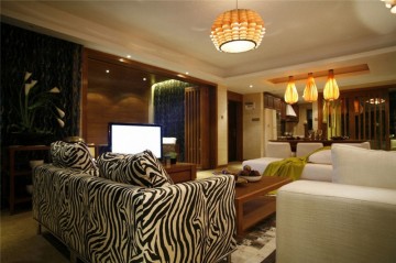 稳重咖系东南亚风格100平米三居室装修效果图