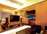 自然温婉中式风格60平米小户型客厅电视背景墙装修效果图