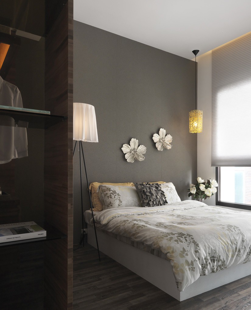 简洁雅致中式风格140平米三居室卧室背景墙装修效果图