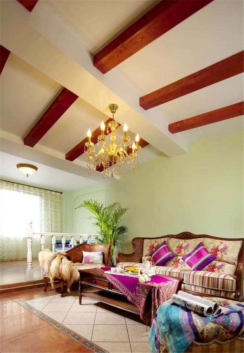 清新自然的东南亚风格小户型客厅装修效果图