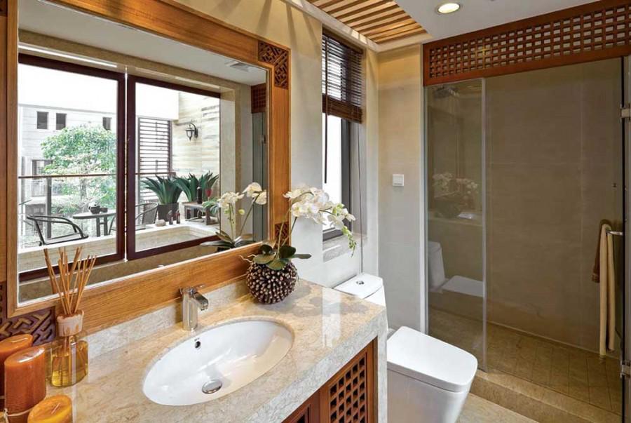 华丽大气中式风格140平米三居室卫生间浴室柜装修效果图