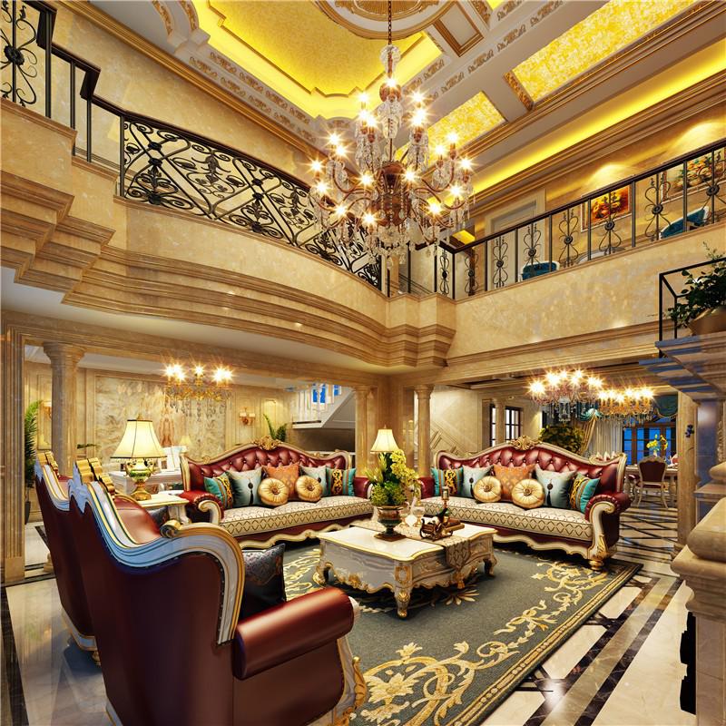 豪华富丽的欧式别墅客厅装修效果图