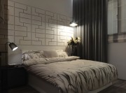 简洁雅致中式风格140平米三居室卧室窗帘装修效果图