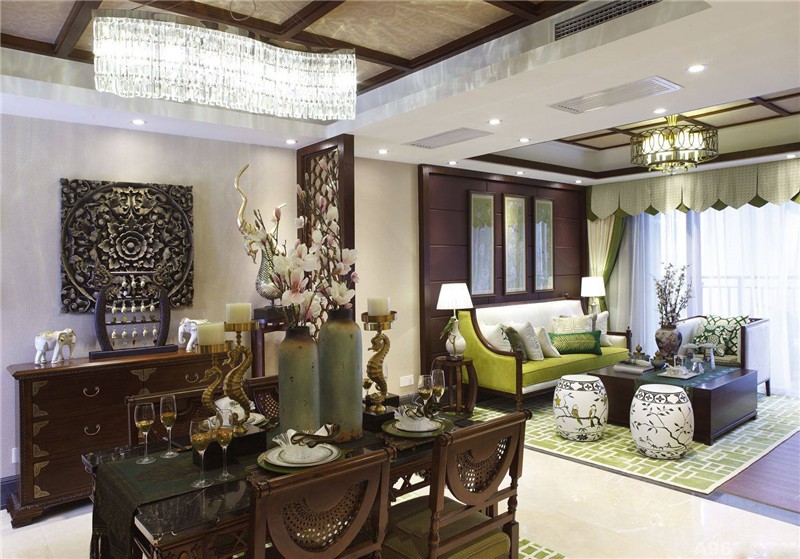 精致典雅的东南亚风格四居室装修效果图
