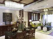 精致典雅的东南亚风格四居室餐厅吊顶装修效果图
