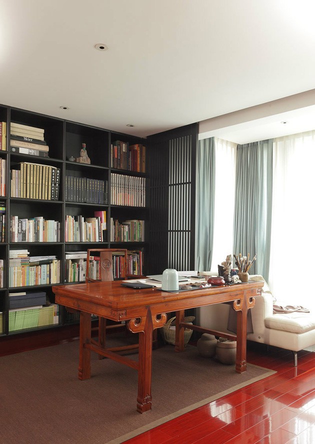 新中式风格简装70平米一居室书房壁橱装修效果图